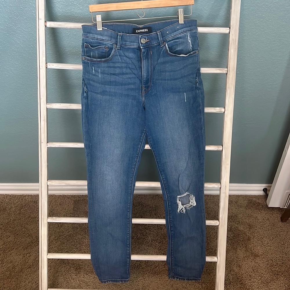 Express High Rise Ankle Distressed stretch Skinny Jean